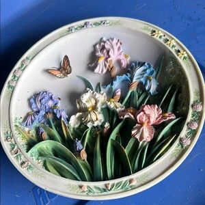 Floral Relief Wall Art with Butterfly - Multicolor